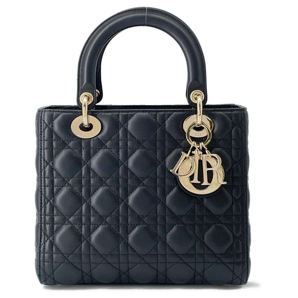 Dior handbag Lady Cannage Lambskin shoulder bag Black Christian